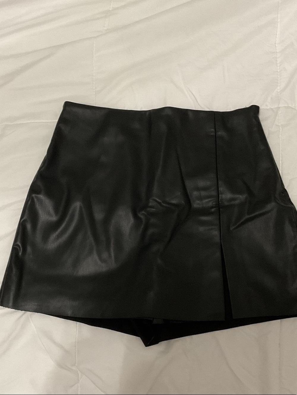 New Zara Black Faux Leather Skort